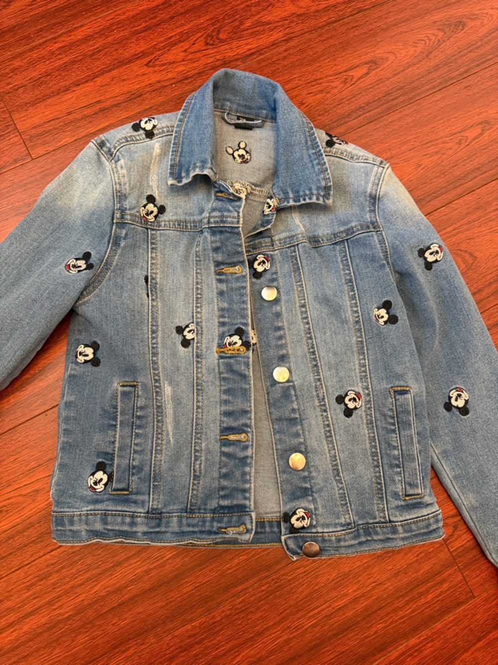Disney Primark Kids Light Blue Denim Jacket with Mickey Mouse Embroidery
